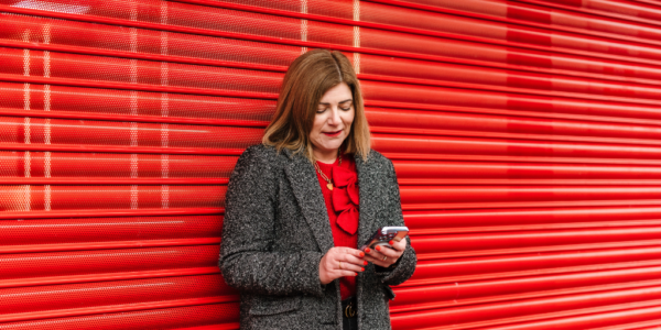 Image of Kate on phone